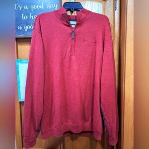 Tehama Men's Red 100% cotton Sweater in a men's size large. Pre-loved